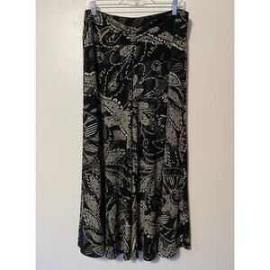 Cabi 897 Palazzo Pants Wide Leg Black Tan Cropped Pull On Women's Medium